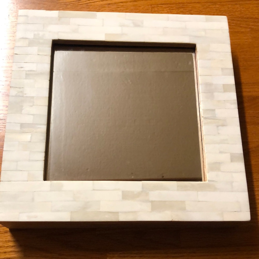 Square Wood and Faux Bone Mirror - Threshold 12” x 12”